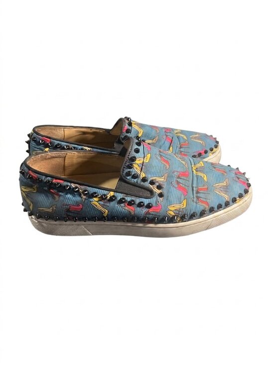 Christian Louboutin Roller Boat Slip-On Blue Heels Print  display picture 3